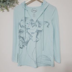 Disney Little Mermaid Hooded Longsleeve Tee Small